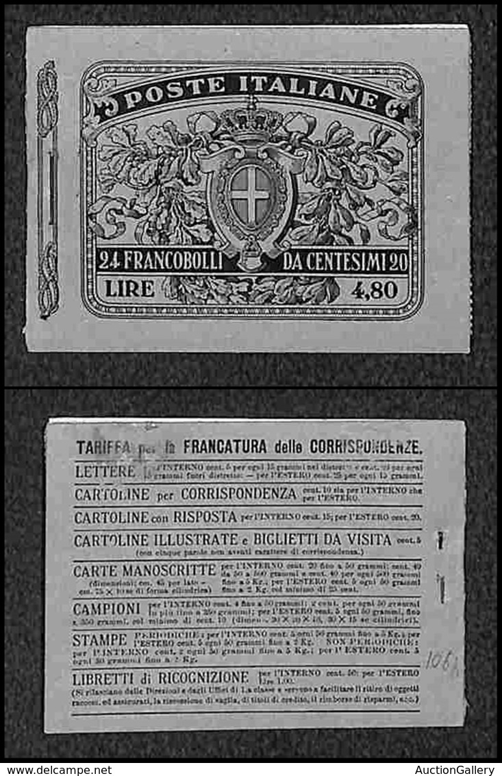 REGNO - LIBRETTI - 1916 - Libretto Del 20 Su 15 Cent (3) Completo Dei 24 Esemplari - Gomma Integra - Cert Diena (6000) - Other & Unclassified