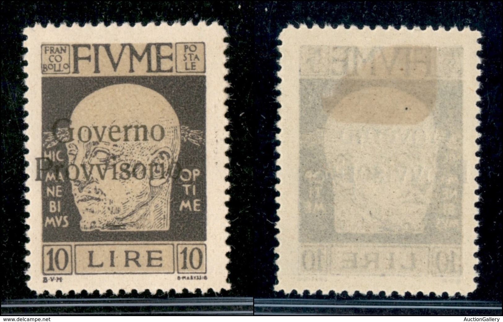 OCCUPAZIONI I GUERRA MONDIALE - FIUME - 1921 - 10 Lire Governo Provvisorio (163 Zb) - Ov Vicine - Gomma Originale (700) - Andere & Zonder Classificatie