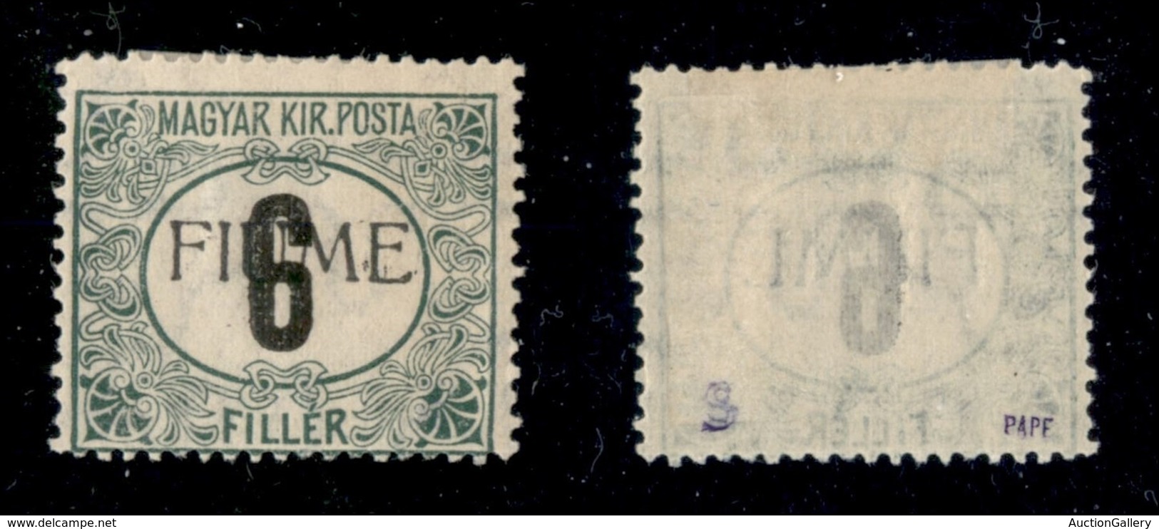 OCCUPAZIONI I GUERRA MONDIALE - FIUME - 1918 - 6 Filler (C1) - Gomma Originale - Timbrino Di Garanzia PAPE (700) - Andere & Zonder Classificatie