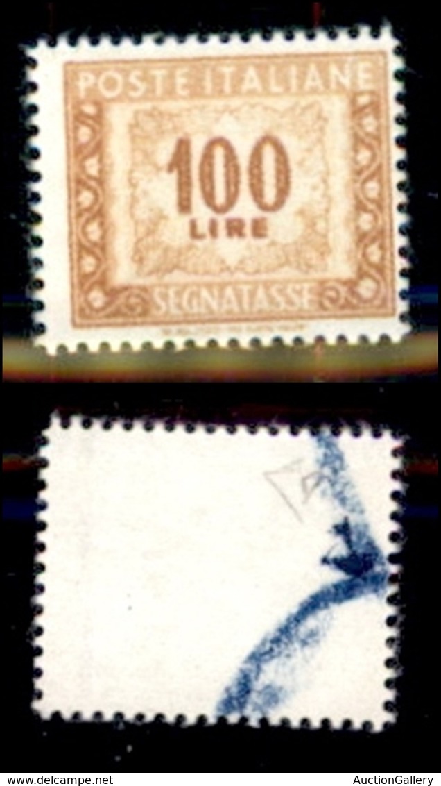 REPUBBLICA - SEGNATASSE - 1957 - Segnatasse - 100 Lire (119/IIe - Varietà) Su Carta Ricongiunta Senza Filigrana - Gomma  - Other & Unclassified