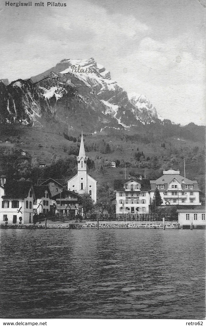 HERGISWIL AM SEE → Dorfpartie Bei Der Kirche Vom See Her Anno 1910 - Hergiswil