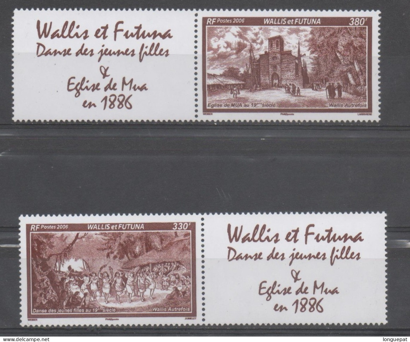 WALLIS Et F. : Wallis Autrefois : Eglise De Mua Au 19ème Siècle, Danse Des Jeunes Filles - - Unused Stamps