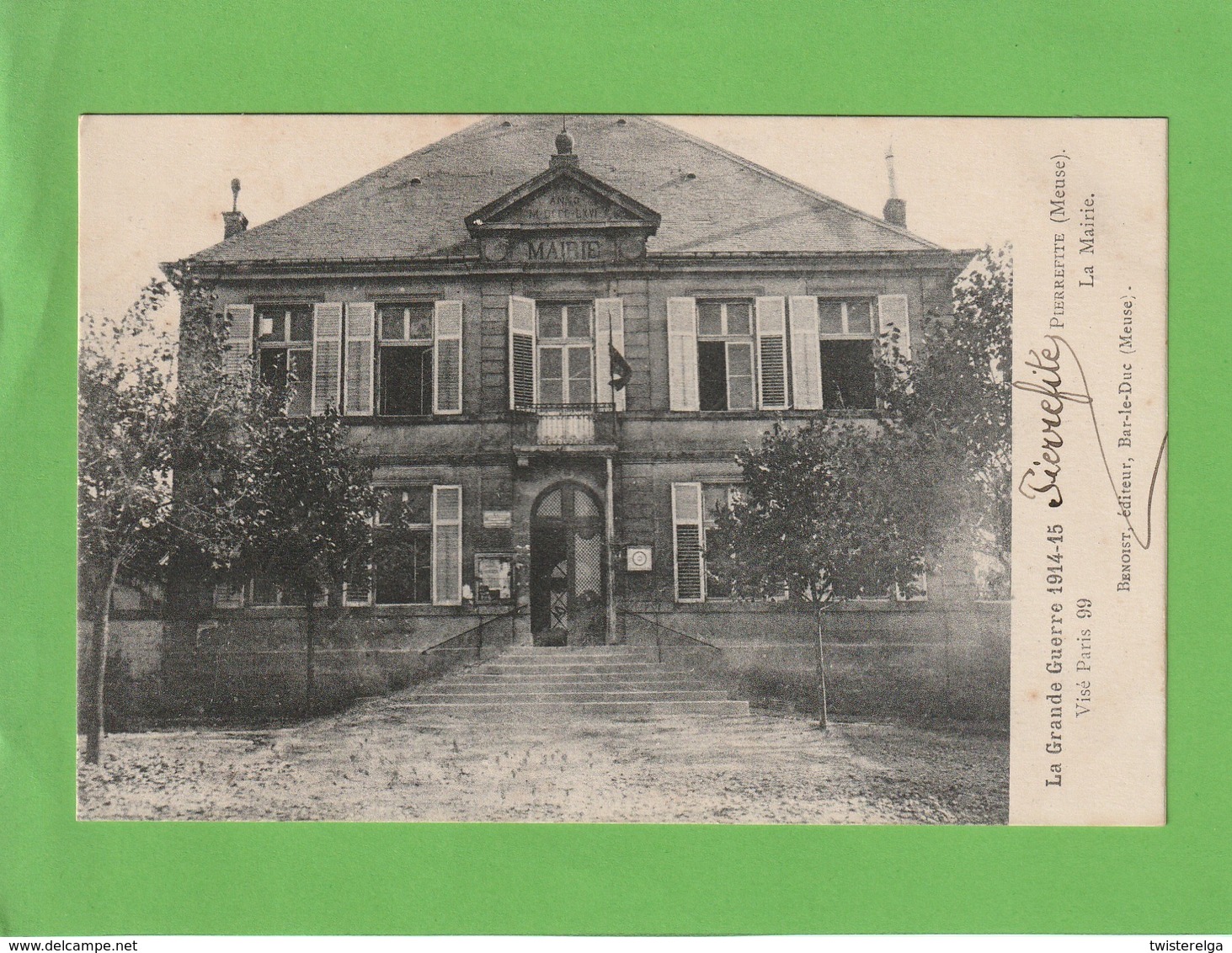 Cpa. 55. Pierrefitte. La Mairie. La Grande Guerre 1914-15. ( 2 Scans ) - Pierrefitte Sur Aire