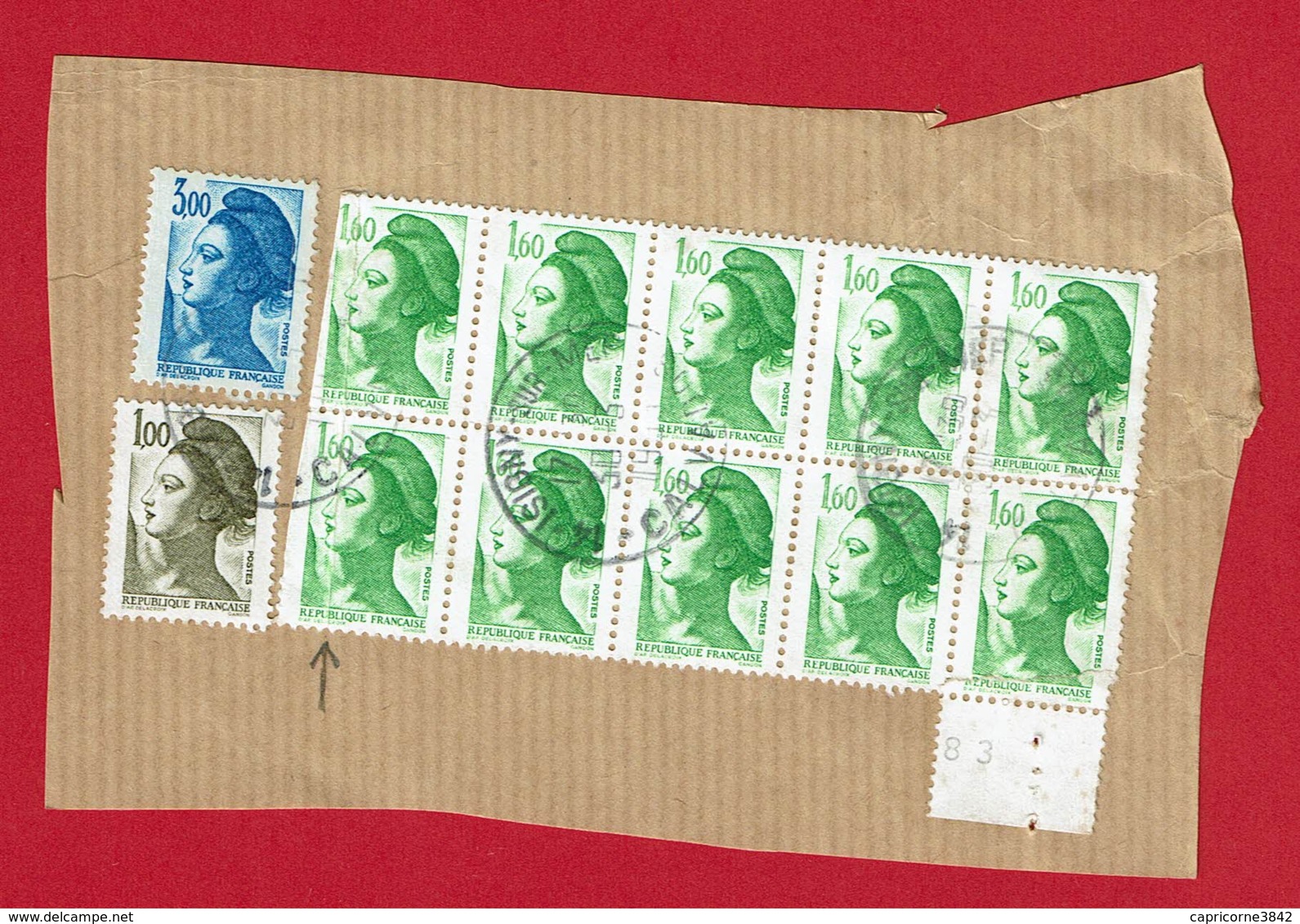 1994 - Liberté De Gandon Sur Fragment - 10 Tp N° 2219 (pli D'impression Sur 2 Tp Gauche) + N° 2185 + 2320 - 1982-1990 Liberté (Gandon)