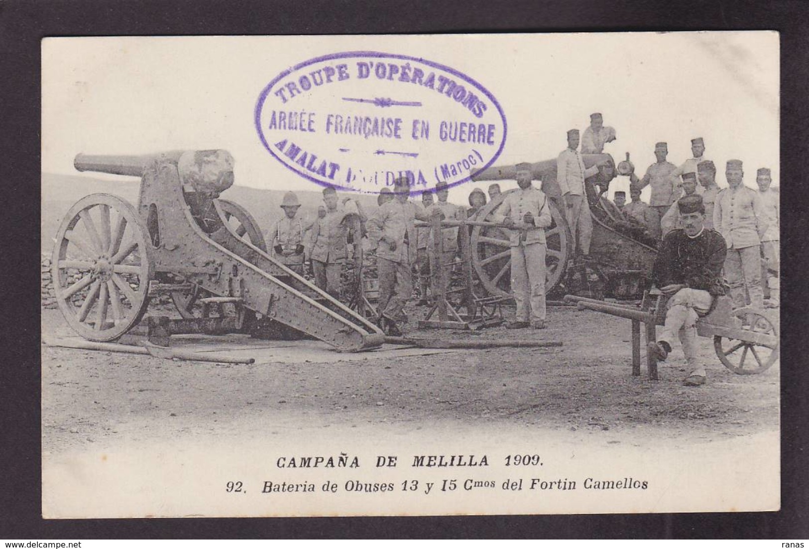 CPA Espagne Spania Melilla Cachet Militaire écrite - Melilla