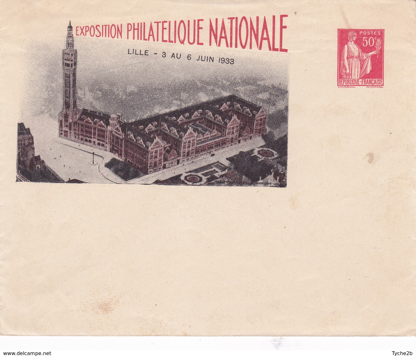 Enveloppe Paix 50 C Rouge B5a Neuve Expo Repiquage Exposition De Lille - Buste Ristampe (ante 1955)