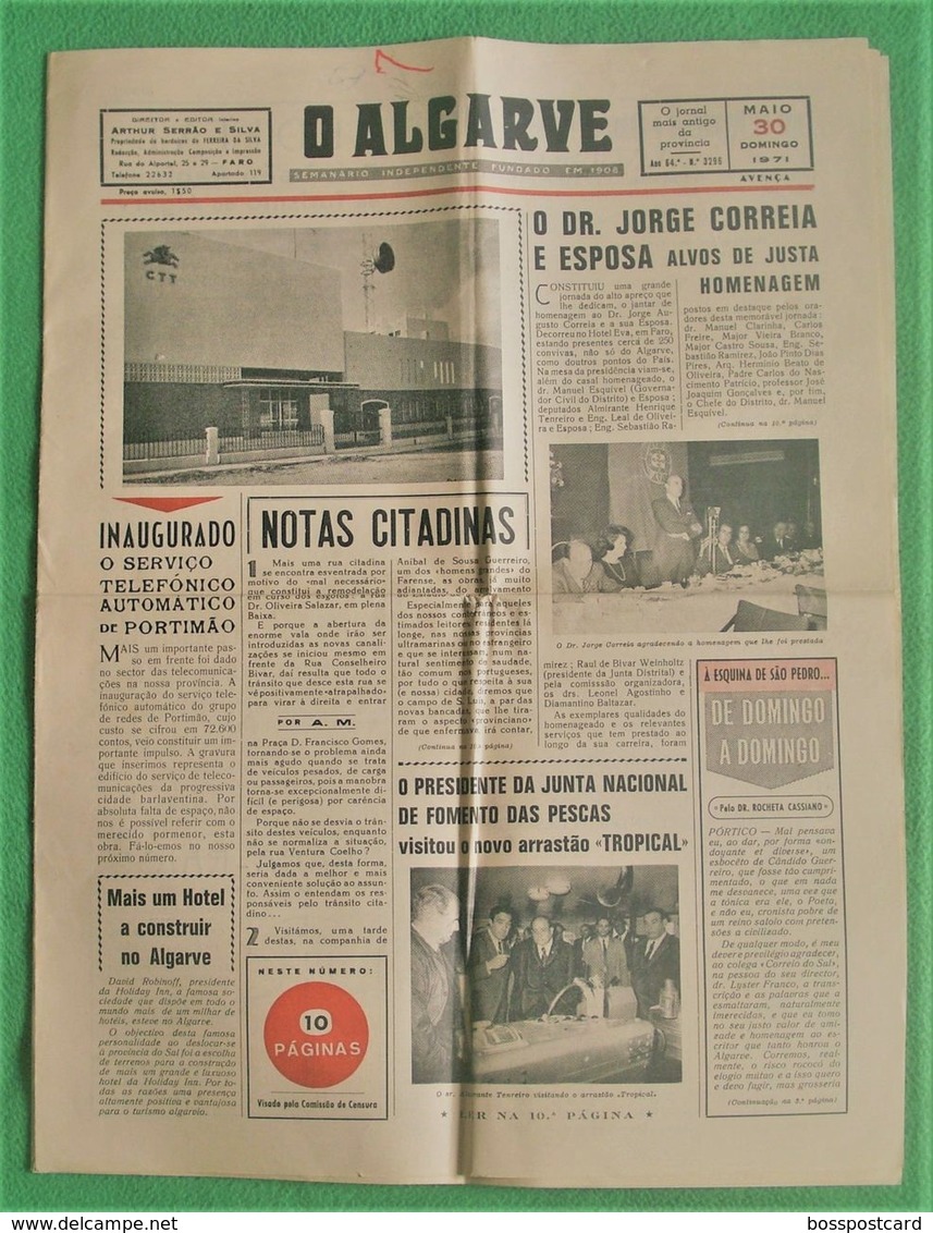 Faro - Jornal O Algarve Nº 3296 De 30 De Maio De 1971 - General Issues