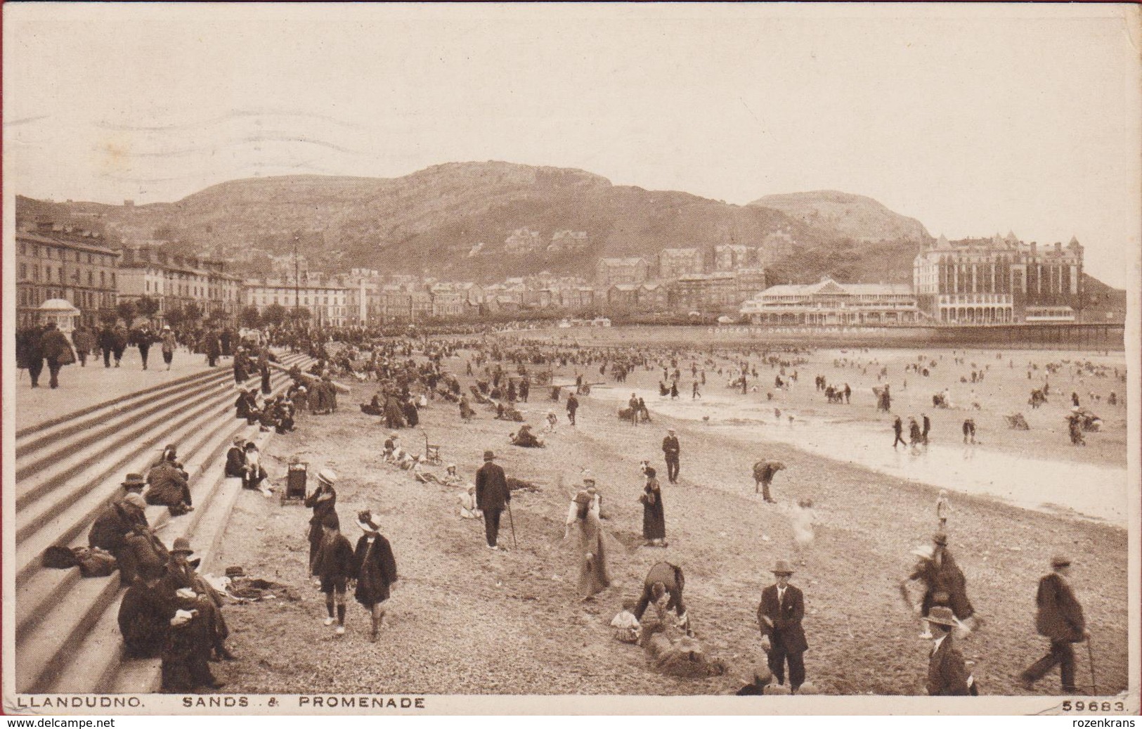 Llanduno Sands & Promenade Wales Caernarvonshire UK United Kingdom OLD Postcard CPA - Caernarvonshire