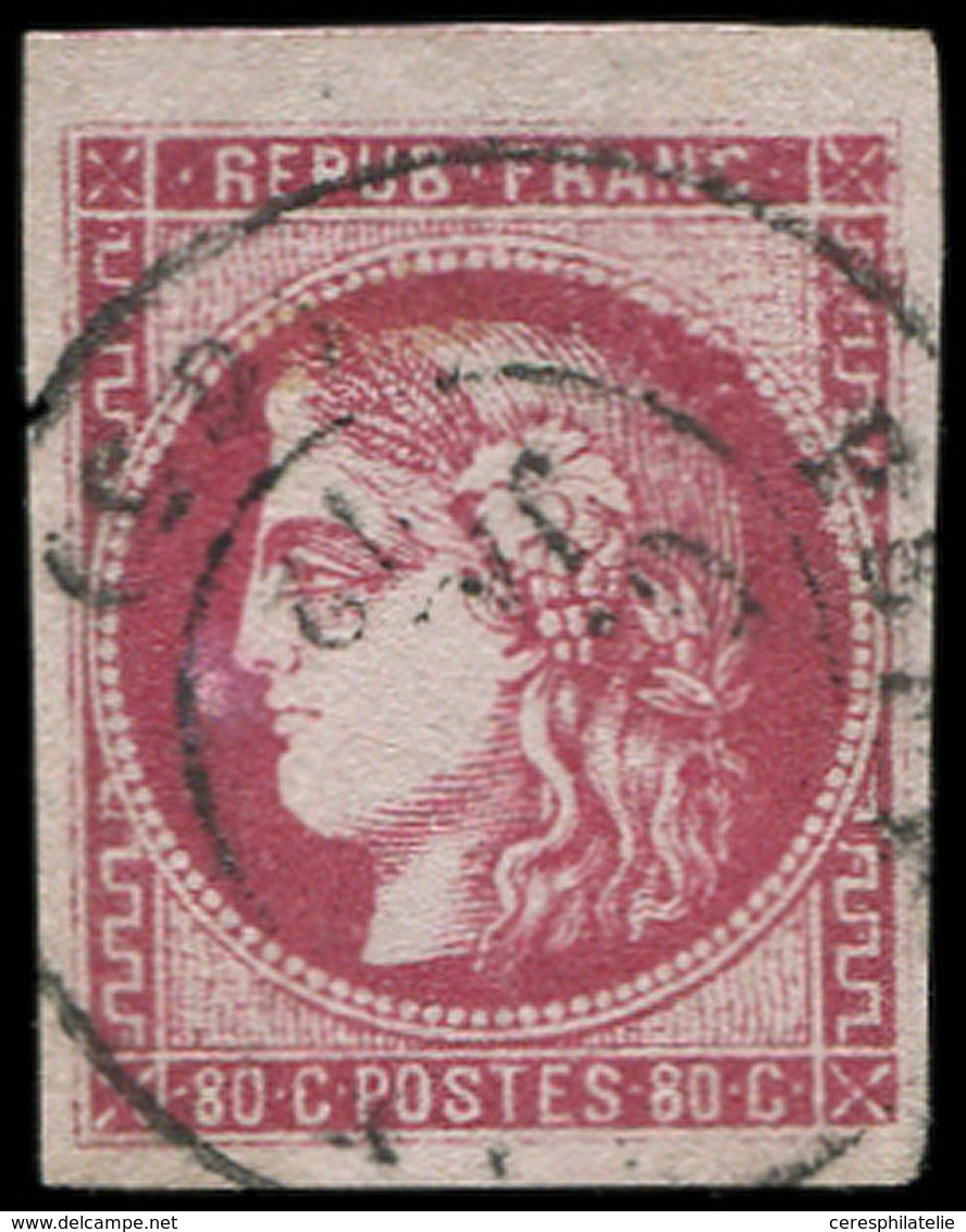 EMISSION DE BORDEAUX - 49   80c. Rose, Très Belles Marges, Obl. Càd T17, TTB - 1870 Ausgabe Bordeaux