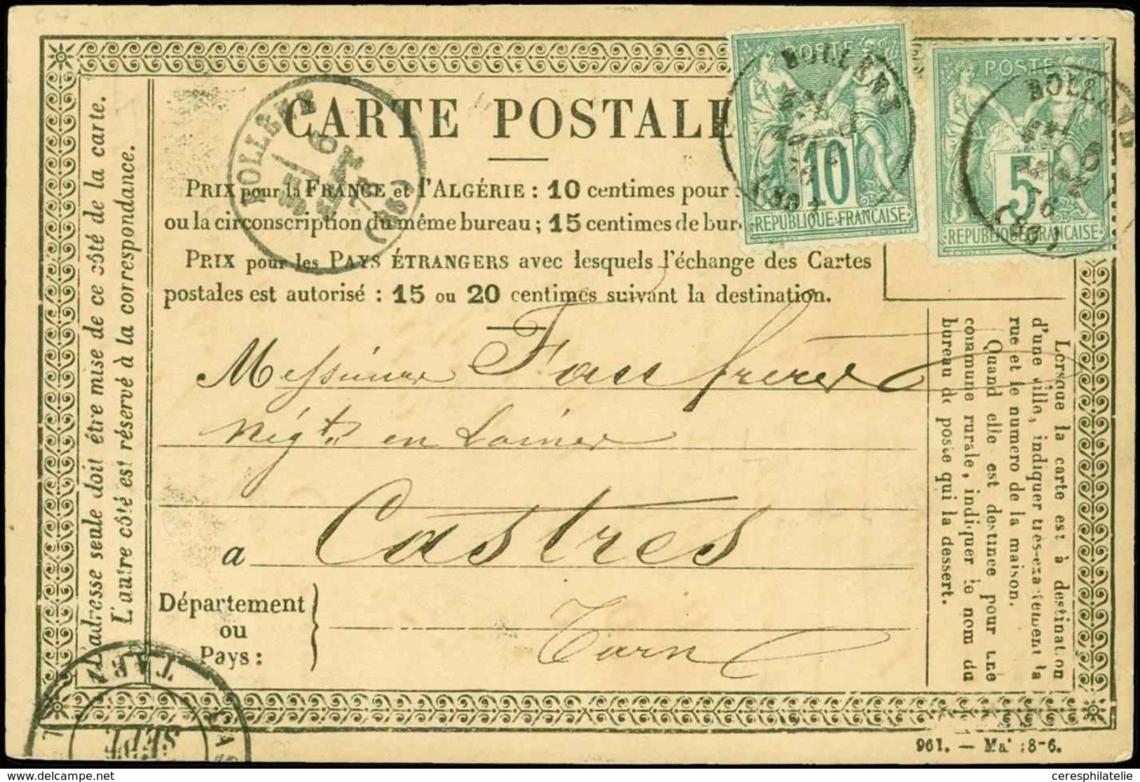 Let TYPE SAGE SUR LETTRES - N°64 Et 65 Obl. Càd T16 BOLLENE 6/9/76 S. CP, TB - 1877-1920: Semi Modern Period