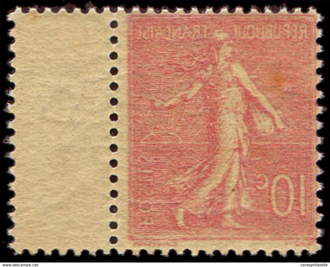 ** VARIETES - 129c  Semeuse Lignée, 10c. Rose, RECTO VERSO, Bdf, TB - Ongebruikt