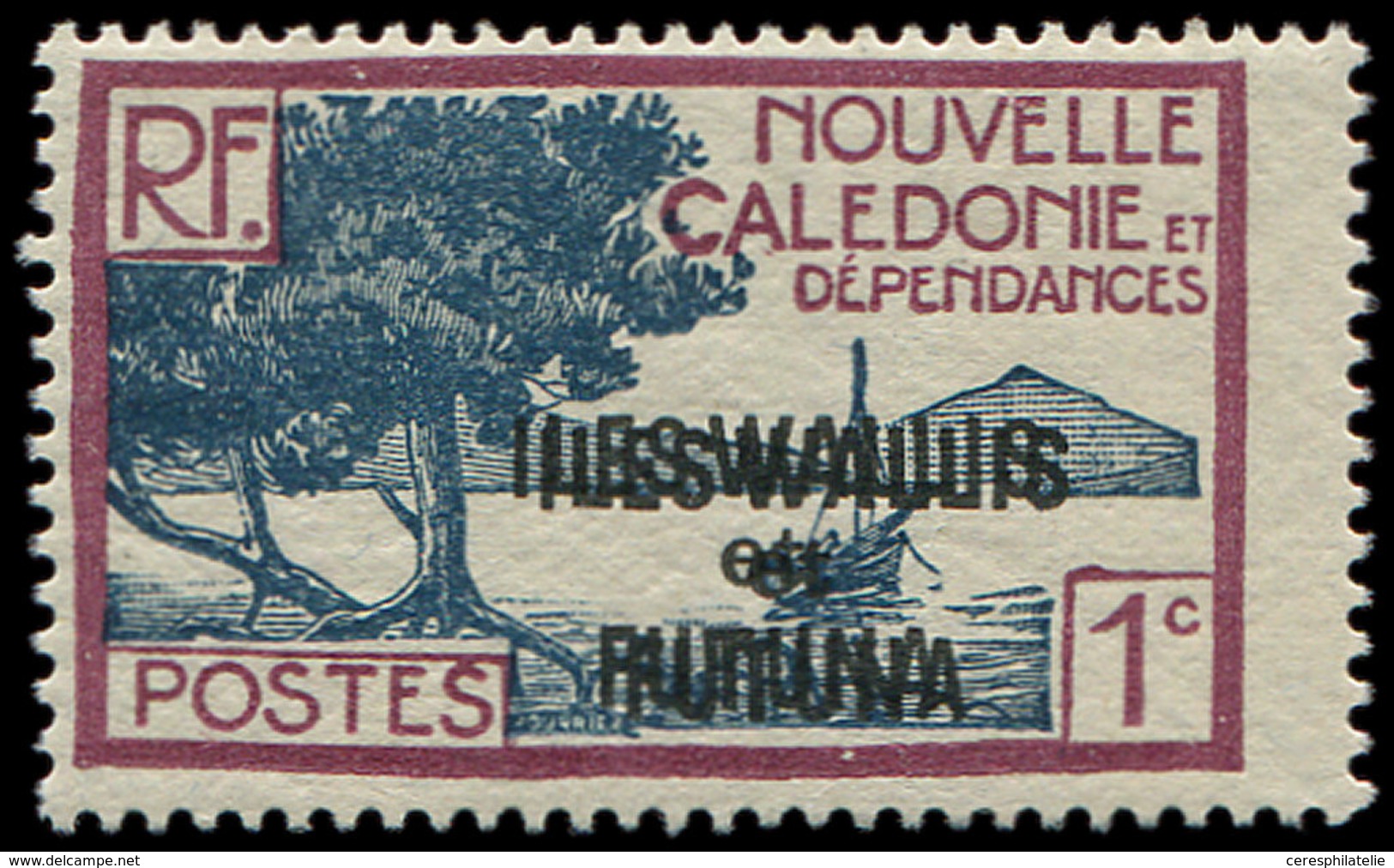 * WALLIS ET FUTUNA 43a : 1c. Brun Carminé Et Bleu, DOUBLE Surcharge, TB - Unused Stamps