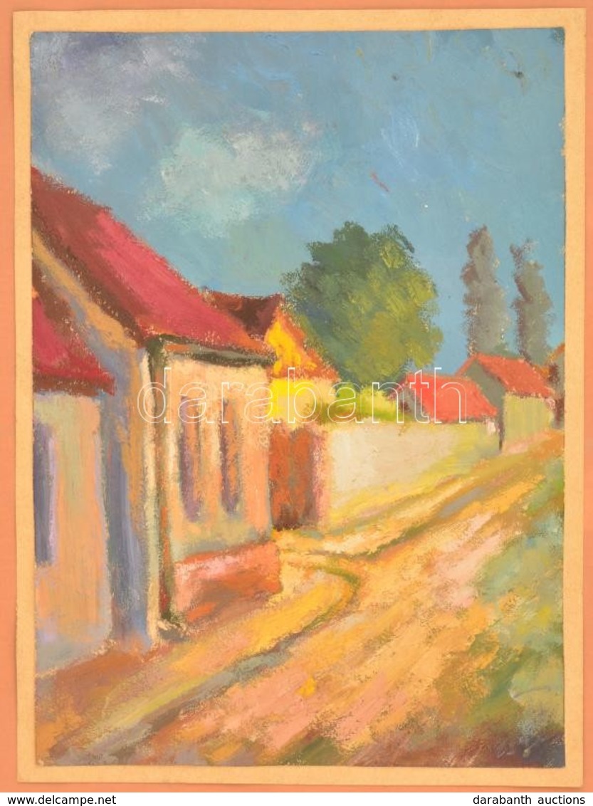 Olvashatatlan Jelzéssel: Utcarészlet. Tempera, Papír, 22×16 Cm - Sonstige & Ohne Zuordnung