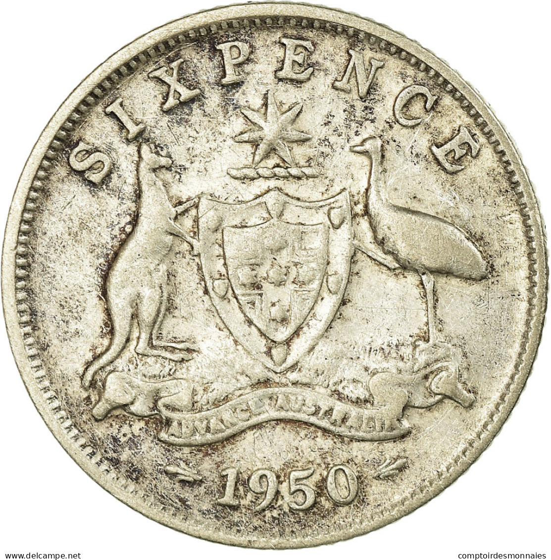 Monnaie, Australie, George VI, Sixpence, 1950, TTB, Argent, KM:45 - Sixpence