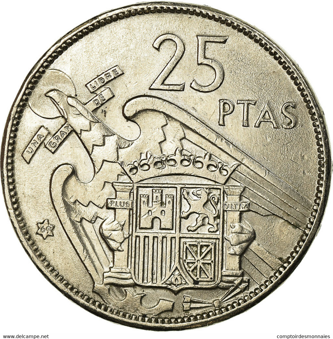 Monnaie, Espagne, Caudillo And Regent, 25 Pesetas, 1969, TTB, Copper-nickel - 25 Pesetas