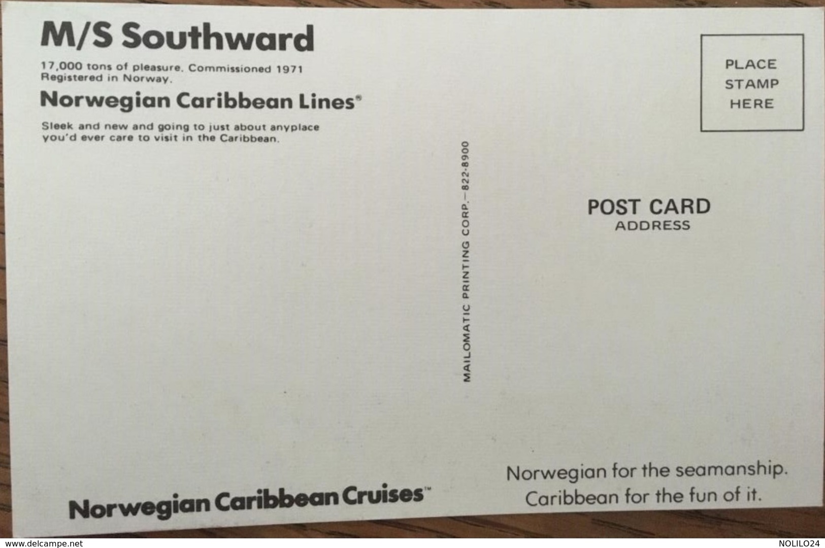 CPSM, (format CPA) Faehre, Ferry,  M/S Southward Norwegian Caribbean Lines,publicité, Non écrite - Other & Unclassified