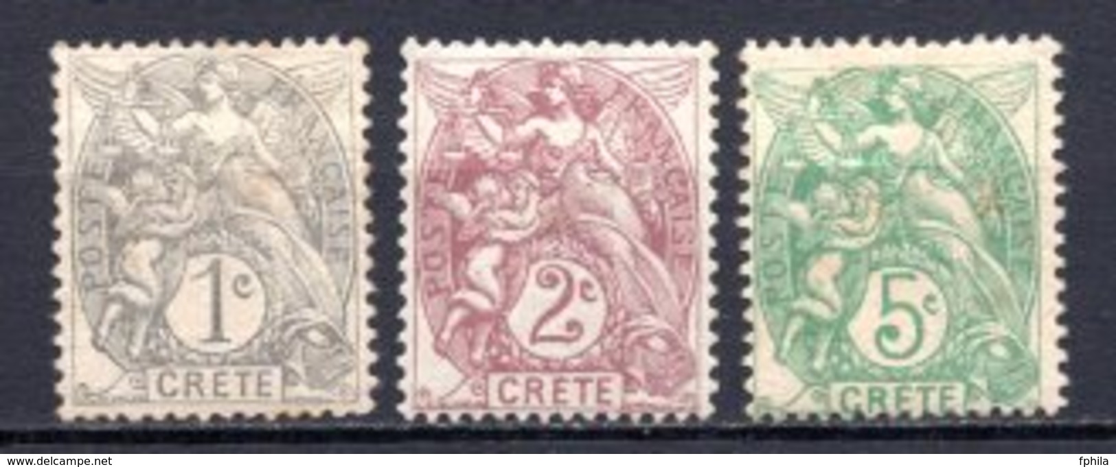 1902 CRETE DEFINITIVES MICHEL: 1-2, 5 MH * - Unused Stamps