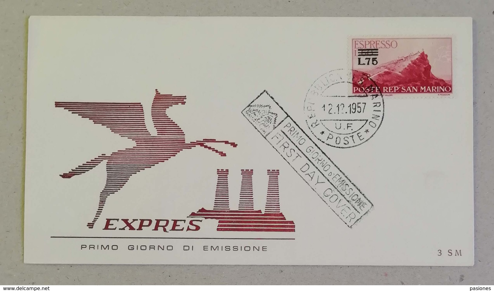 FDC Espresso Sovrastampa L.75 Su L.60 - 12/12/1957 - Timbres Express