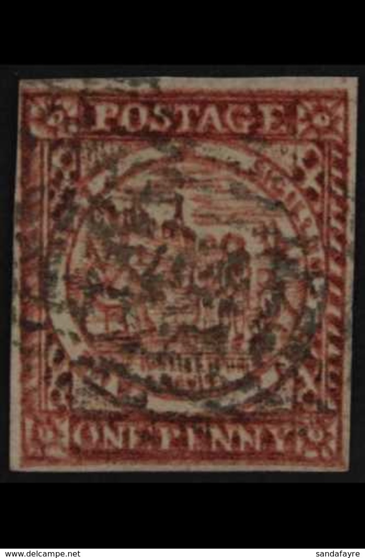 NEW SOUTH WALES 1850 1d Gooseberry-red Sydney Harbour View Plate II (from Position 25), SG 10, Fine Used, 4 Good Margins - Altri & Non Classificati