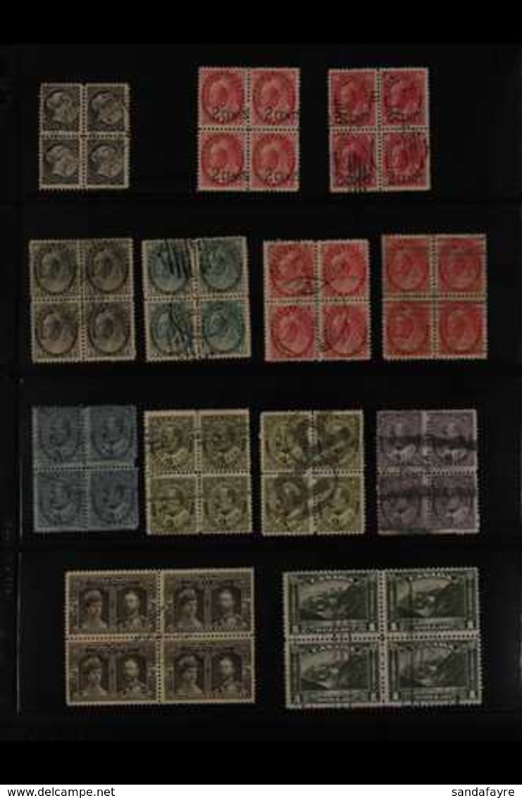 1882-1990's USED BLOCKS OF FOUR. IMPRESSIVE COLLECTION/ACCUMULATION Of Used Blocks Of 4 On Stock Pages With Many Corner  - Altri & Non Classificati