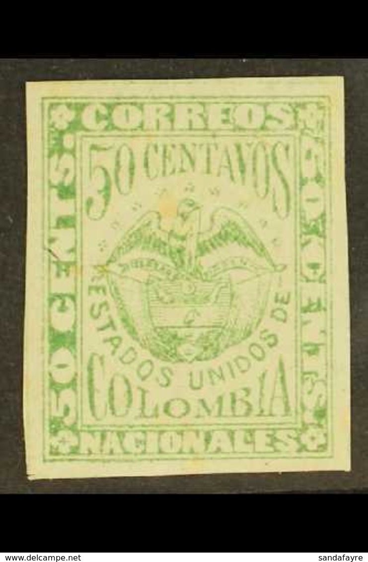 1879 50c Green On Laid Paper, Scott 83, Mint With Good Margins, Some Toning Spots On The Back But Has Been Only Very Lig - Colombia