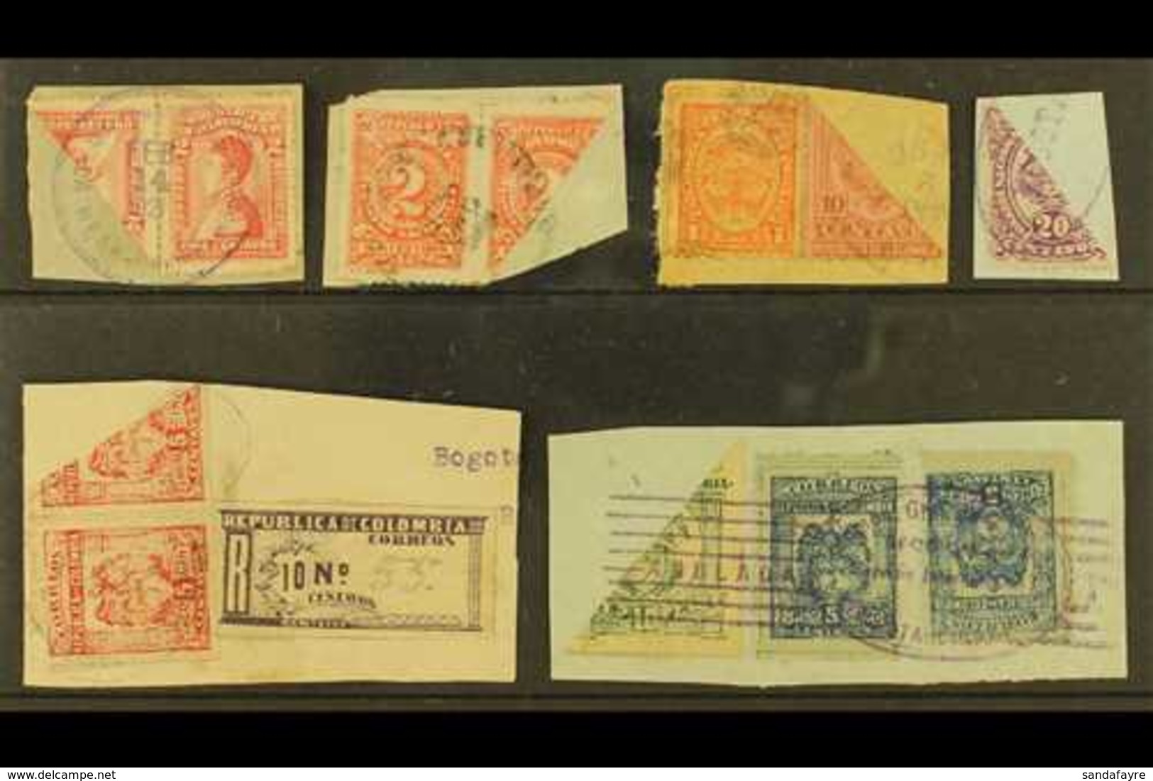 1899-1921 BISECTS. An Interesting Group Of All Different Diagonally BISECTED Stamps With Values To 10p, Used On Pieces M - Colombia