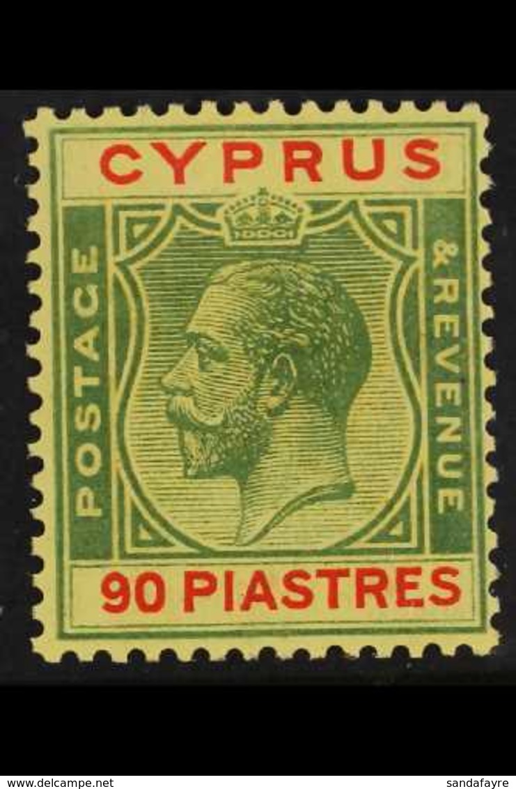 1924-28 90pi Green & Red On Yellow, SG 117, Very Fine Lightly Hinged Mint, An Attractive Example Of This High Value. For - Altri & Non Classificati