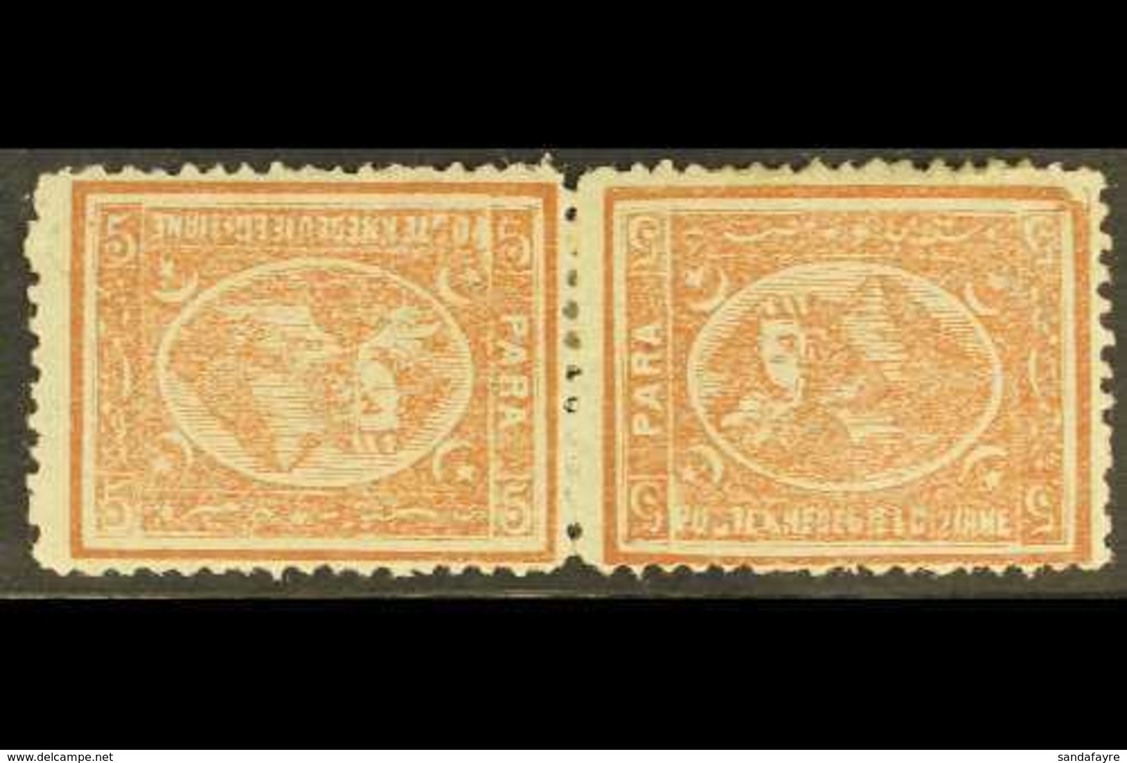 1874-75 5pa Brown Perf 13½x12½ Horizontal TETE-BECHE PAIR, SG 35fb, Fine Mint, The Right Stamp Showing BROKEN UPPER RIGH - Altri & Non Classificati