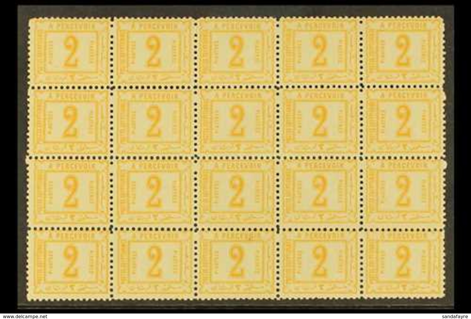 POSTAGE DUE 1888 2p Orange, Perf 11½, No Watermark, As SG D69, A Never Hinged Mint Block Of Twenty FORGERIES. (20 Forger - Altri & Non Classificati