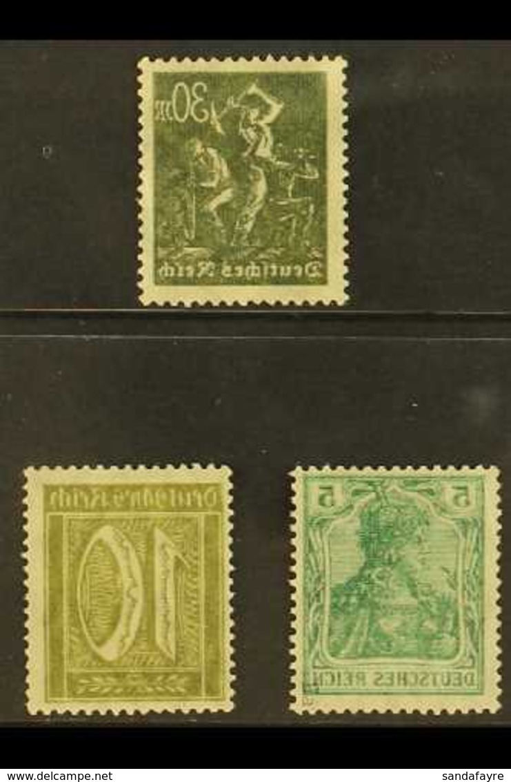 1915-1922 OFFSETS An Interesting Group Of Three Stamps With Superb Complete OFFSETS Of The Design On Reverse, Includes 5 - Altri & Non Classificati