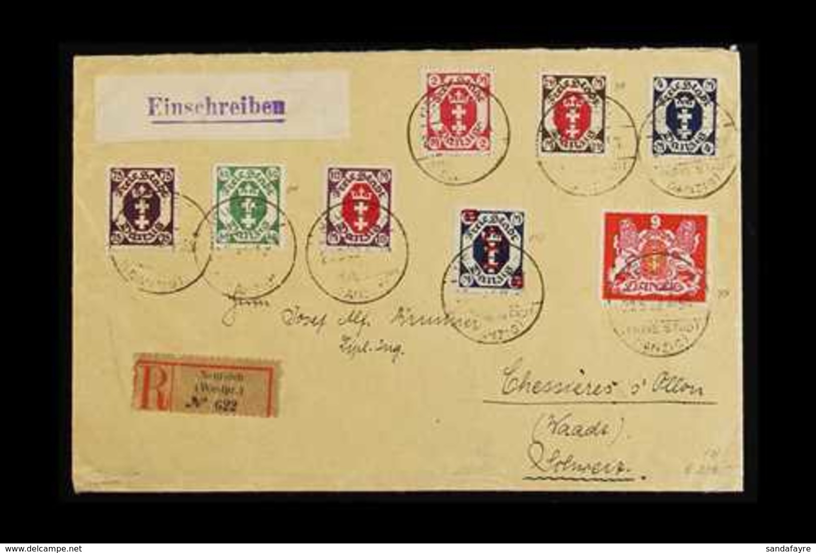 1922 (29 JUN) REGISTERED COVER To Switzerland, Franked 1922 9m Large Arms (Mi 99), 1922 "8" On 4m (Mi 102), Plus 1922 Sm - Altri & Non Classificati