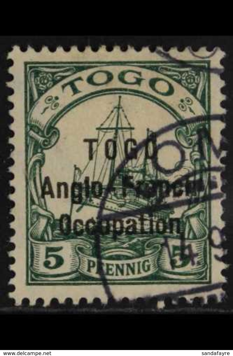 1914 5pf Green with 16mm Ovpt, 2mm Spacing, SG H15, Very Fine Used. Scarce Stamp For More Images, Please Visit Http://ww - Altri & Non Classificati