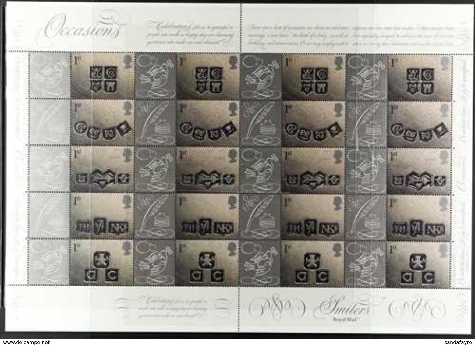 2001 Occasions Ingots Complete Smilers Sheet Of 20 Stamps With Labels, SG LS4, Superb Never Hinged Mint, Retail £120. Fo - Altri & Non Classificati