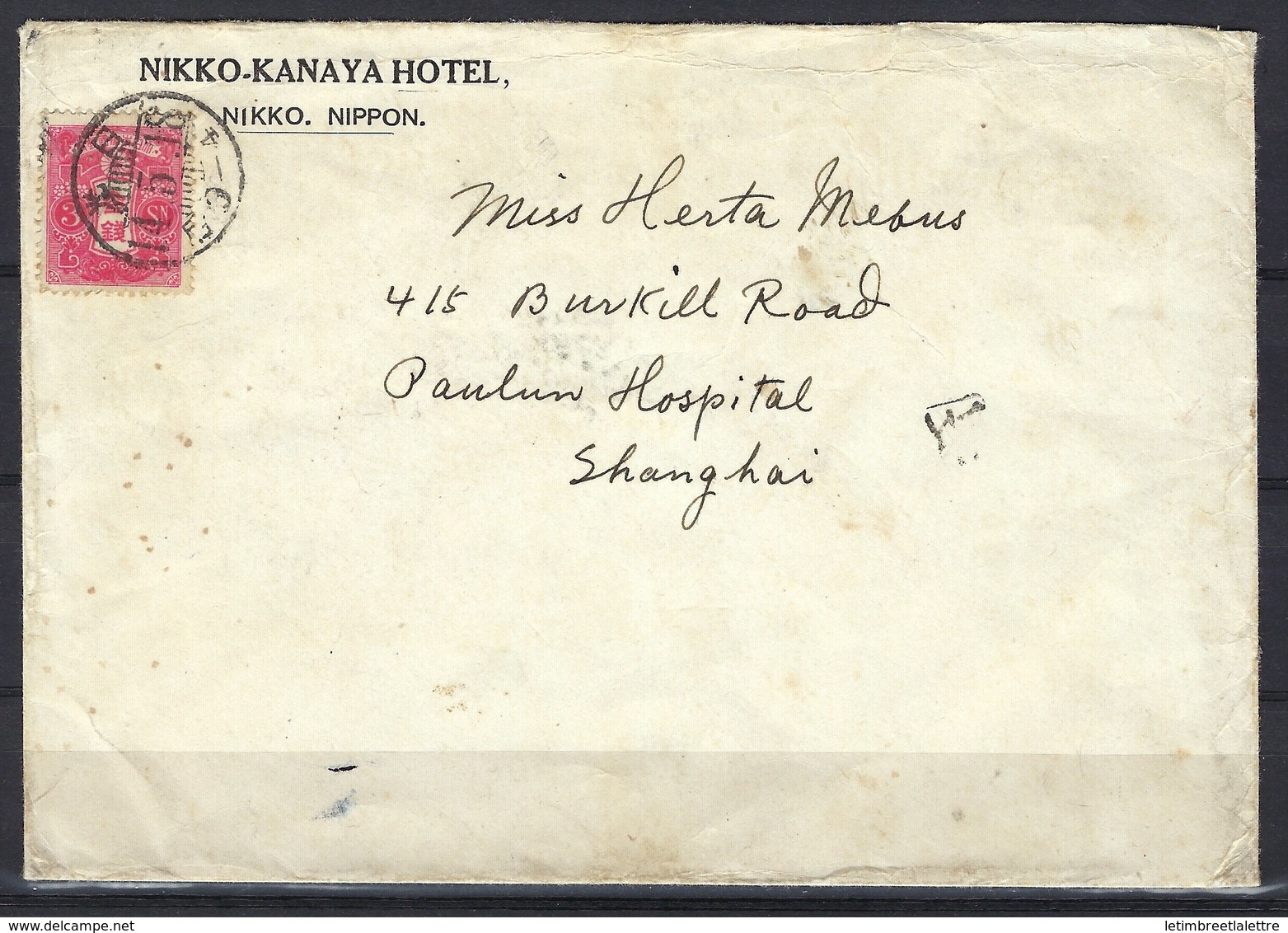 ⭐ Asie - Nikko - Japon - Pour Shanghai - Chine - Le 14 / 05 / 1918 - Lettre à Entête Nikko - Kanaya Hotel  ⭐ - Covers & Documents