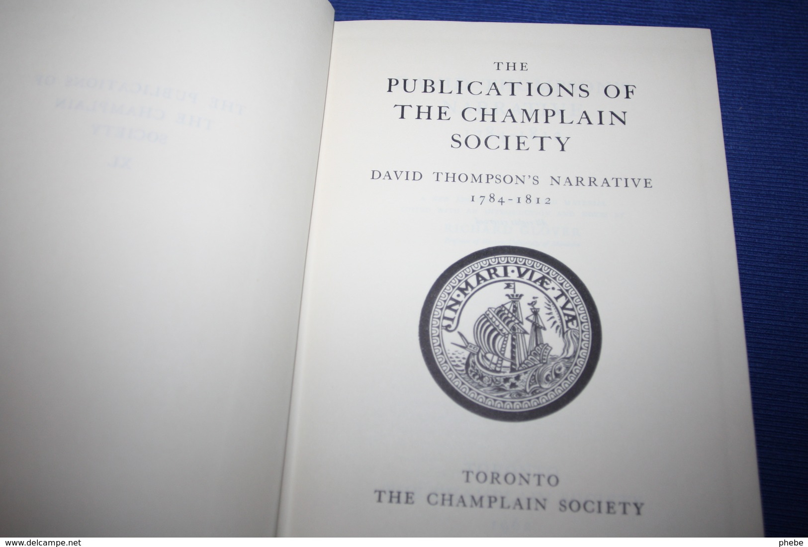 Publication Of The Champlain Society David Thompson's Narrative 1784-1812 Anglais - Sonstige & Ohne Zuordnung