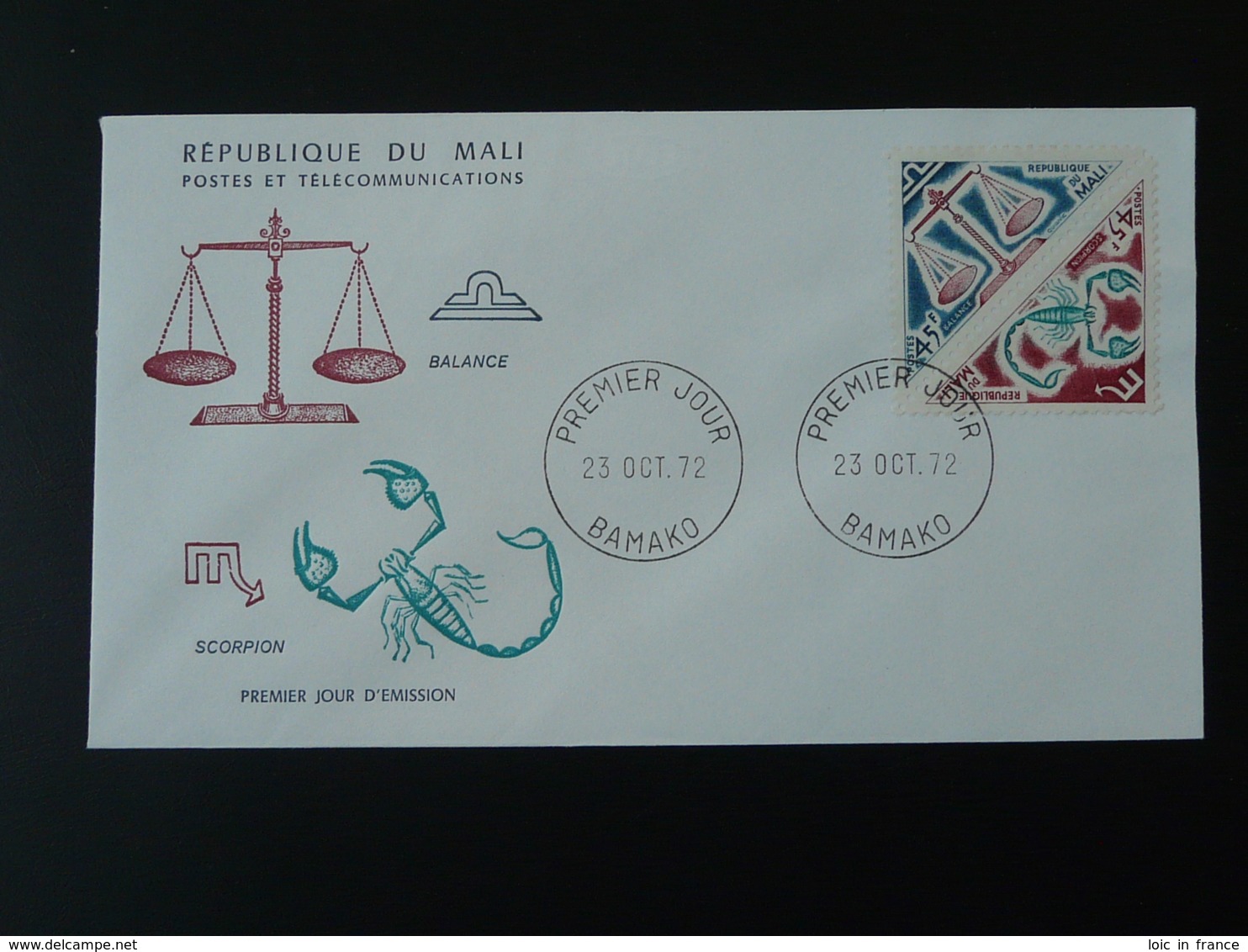 FDC Jeux Astrologie Scorpion Mali 1972 - Spiders