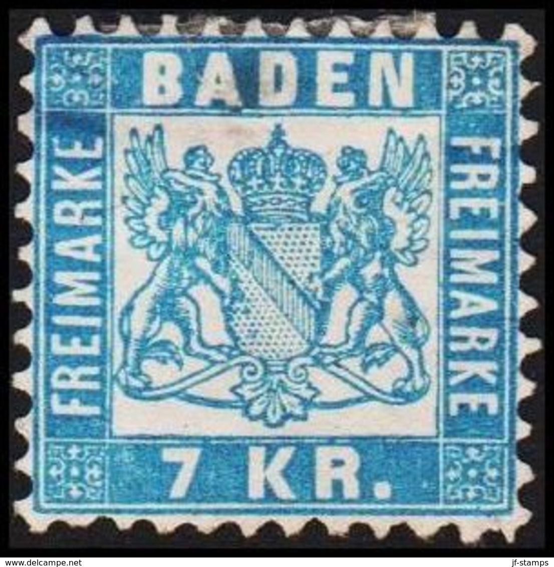 1868. BADEN. Wappen (Hintergrund Weiss.) 7 KR 10x10 Thin/Dünn/tynd.  () - JF319731 - Ungebraucht