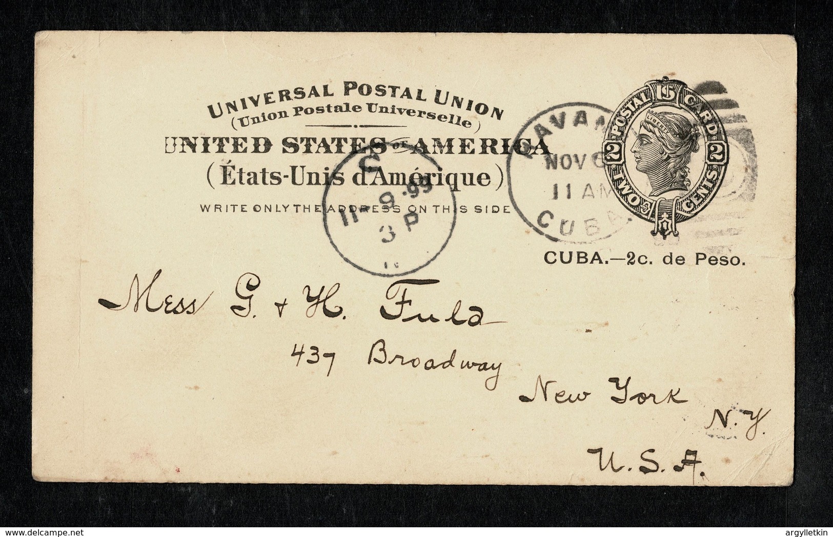 CUBAN Stationery 1899 New York U.S.A - Covers & Documents