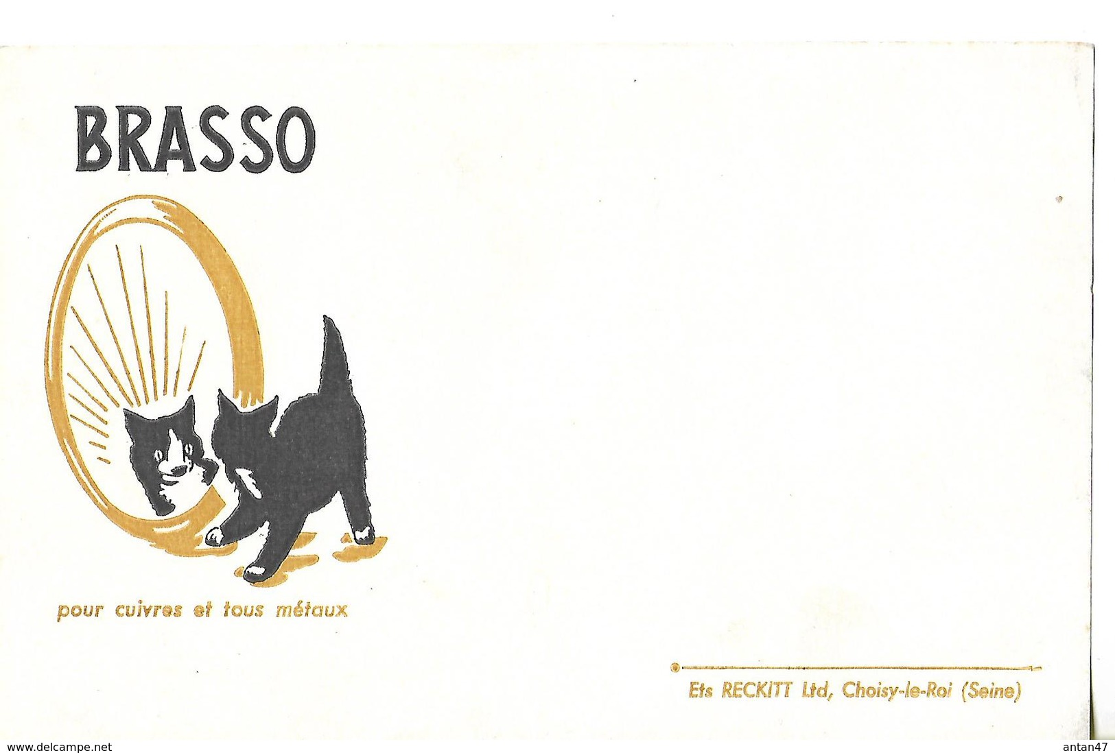 Buvard / 94 CHOISY-LE-ROI / Etab RECKITT Produits Entretien BRASSO / Chat Noir - Animaux