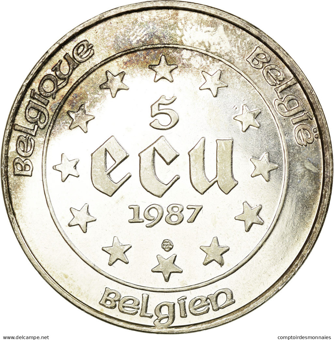 Monnaie, Belgique, 5 Ecu, 1987, SUP, Argent, KM:166 - Ecus