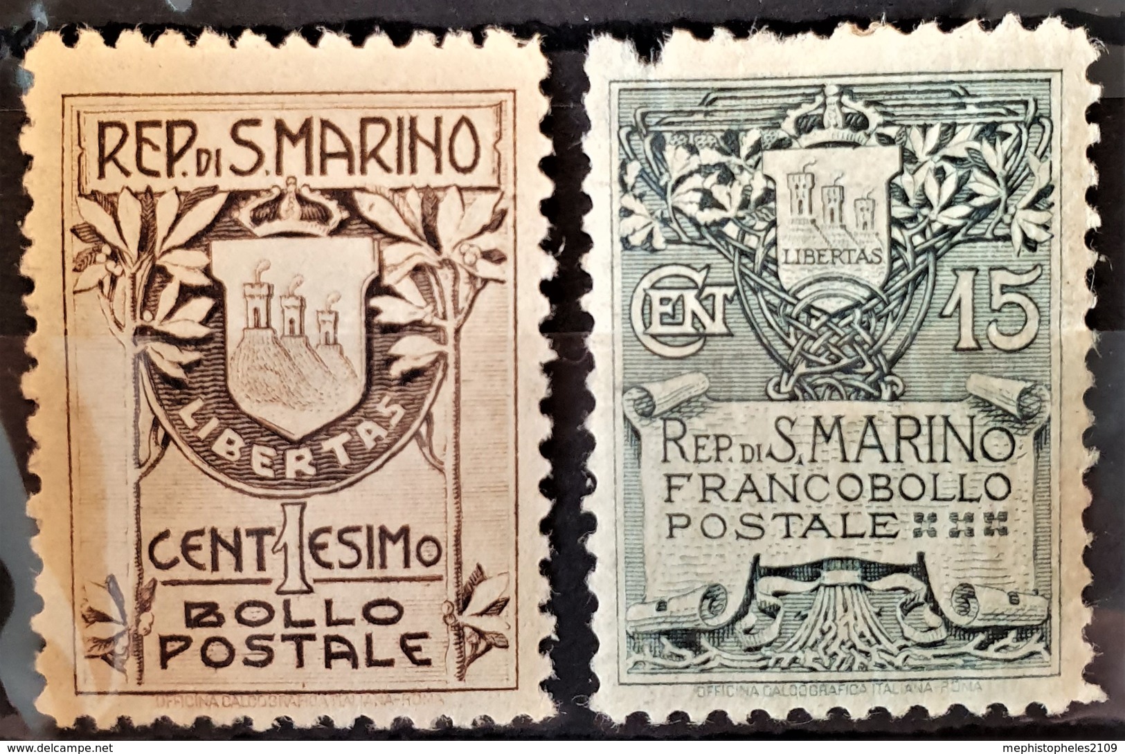 SAN MARINO 1907/10 - MLH - Sc# 78, 79 - 1c 15c - 79 Damaged On Upper Left Corner! - Nuovi