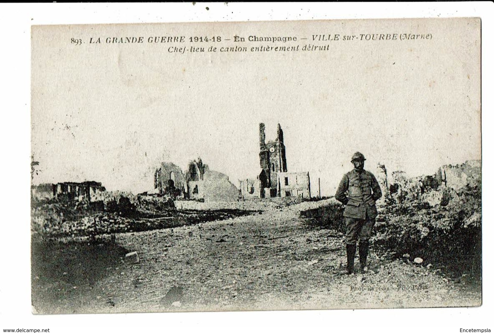 CPA_Carte Postale-France-Ville-sur-Tourbe Entièrement Détruit 1914-15 VM11937 - Ville-sur-Tourbe