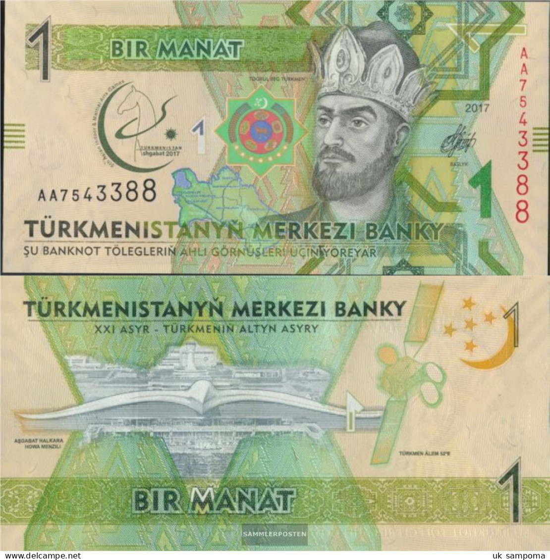 Turkmenistan Pick-number: 36 Uncirculated 2017 1 Manat - Turkmenistan