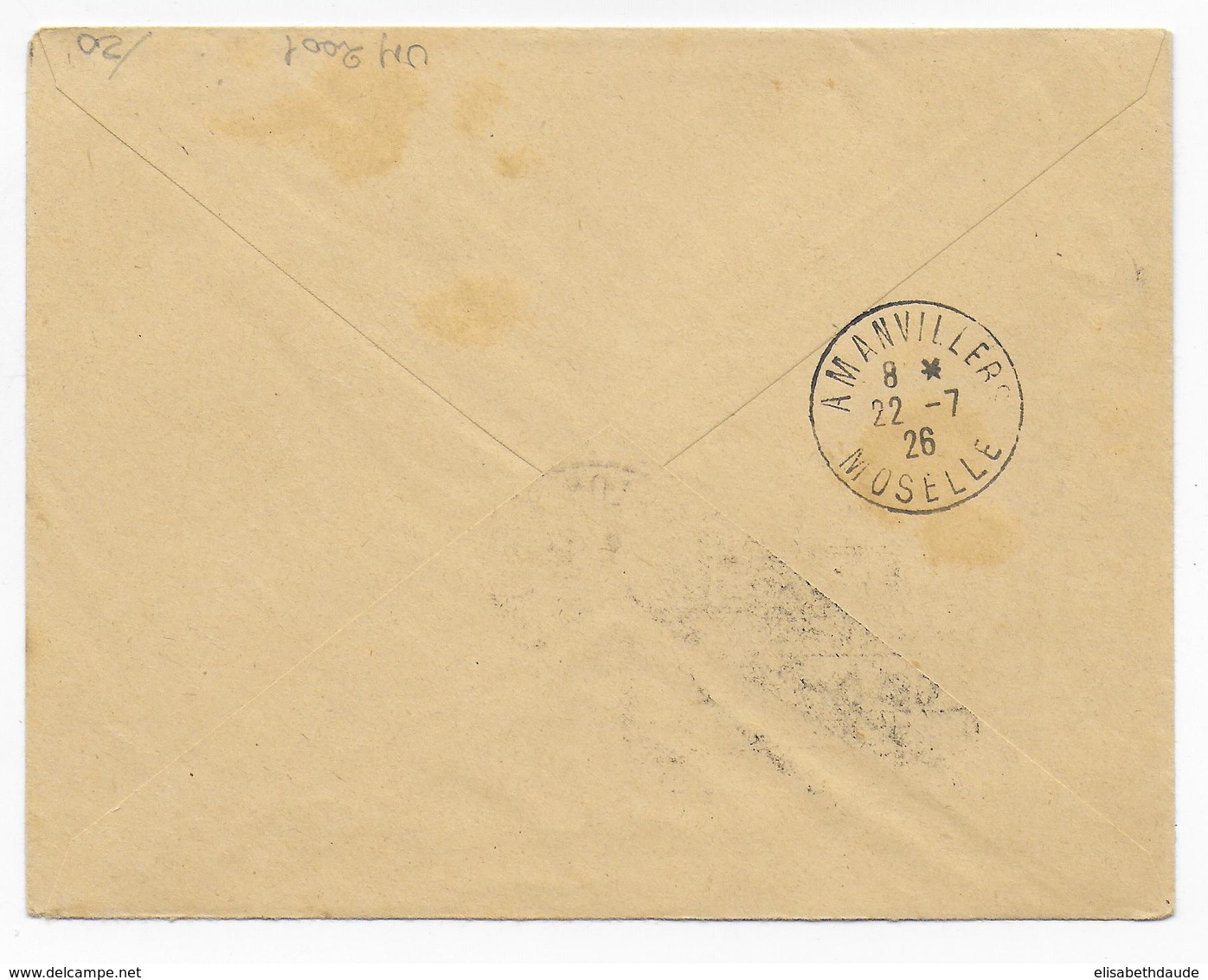 SPM - 1926 -  AFFR. PP TAMPON PROVISOIRE Sue ENVELOPPE => AMANVILLERS (MOSELLE) - Lettres & Documents