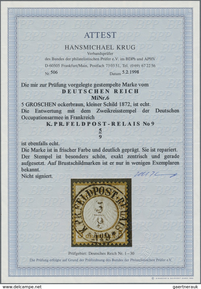 Deutsches Reich - Brustschild: 1872 Kleiner Schild 5 Gr Ocker Mit Ideal-K2 "K.PR.FELDPOST-RELAIS No. - Ongebruikt