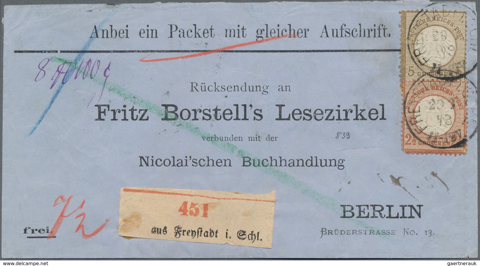 Deutsches Reich - Brustschild: 1872, Kleiner Schild 5 Gr Und Großer Schild 2½ Gr Auf Vordruck-Paketb - Ongebruikt