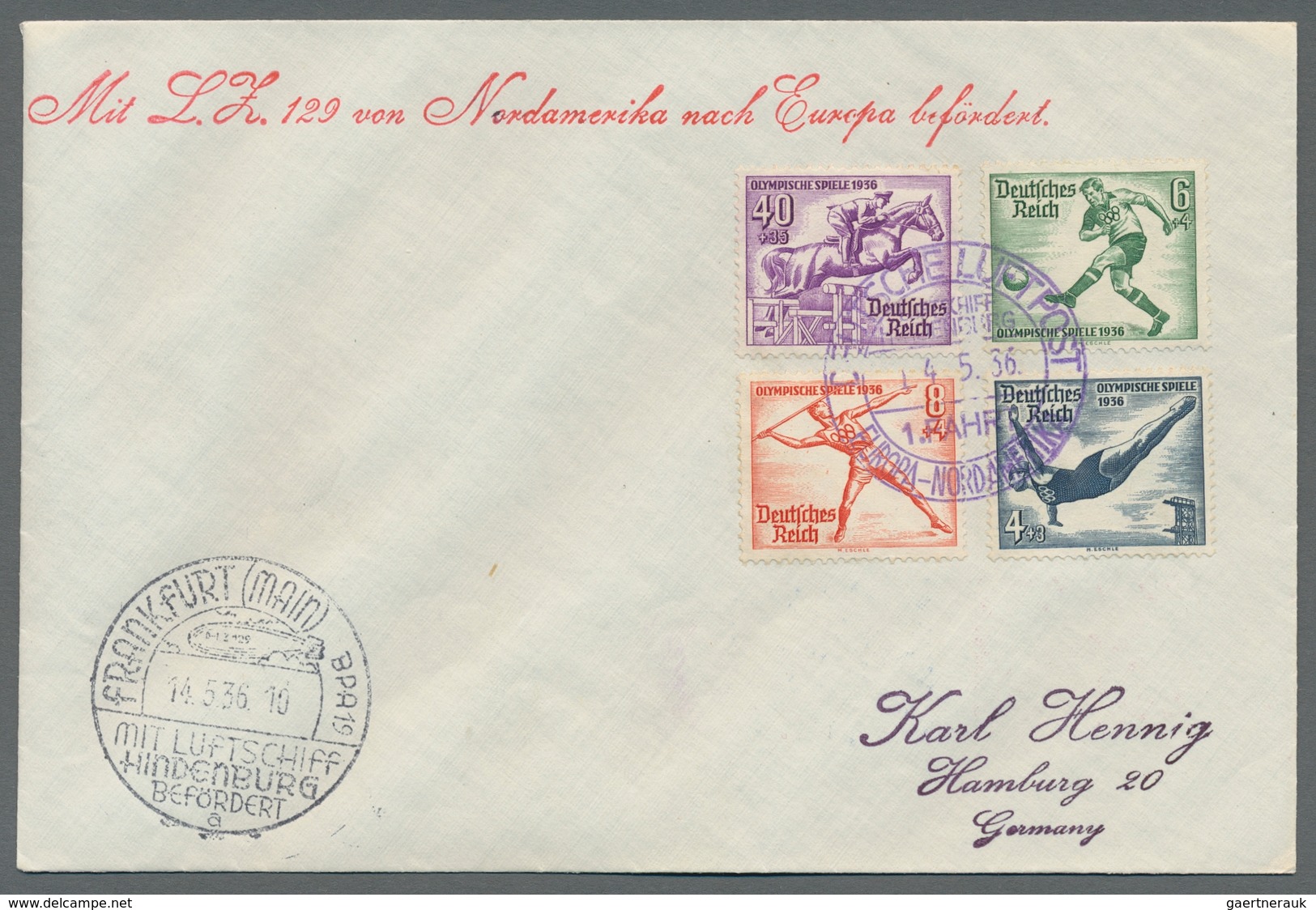 Deutsches Reich - 3. Reich: 1936, "Olymp. Spiele Berlin", Kompletter Satz Auf Zwei Zeppelinbriefen Z - Brieven En Documenten