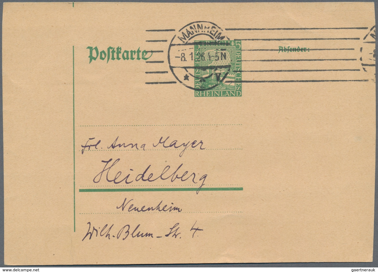 Deutsches Reich - Ganzsachen: 1926, Völlig Verschnittene Bedarfs- Und Portogerecht Verwendete Ganzsa - Andere & Zonder Classificatie