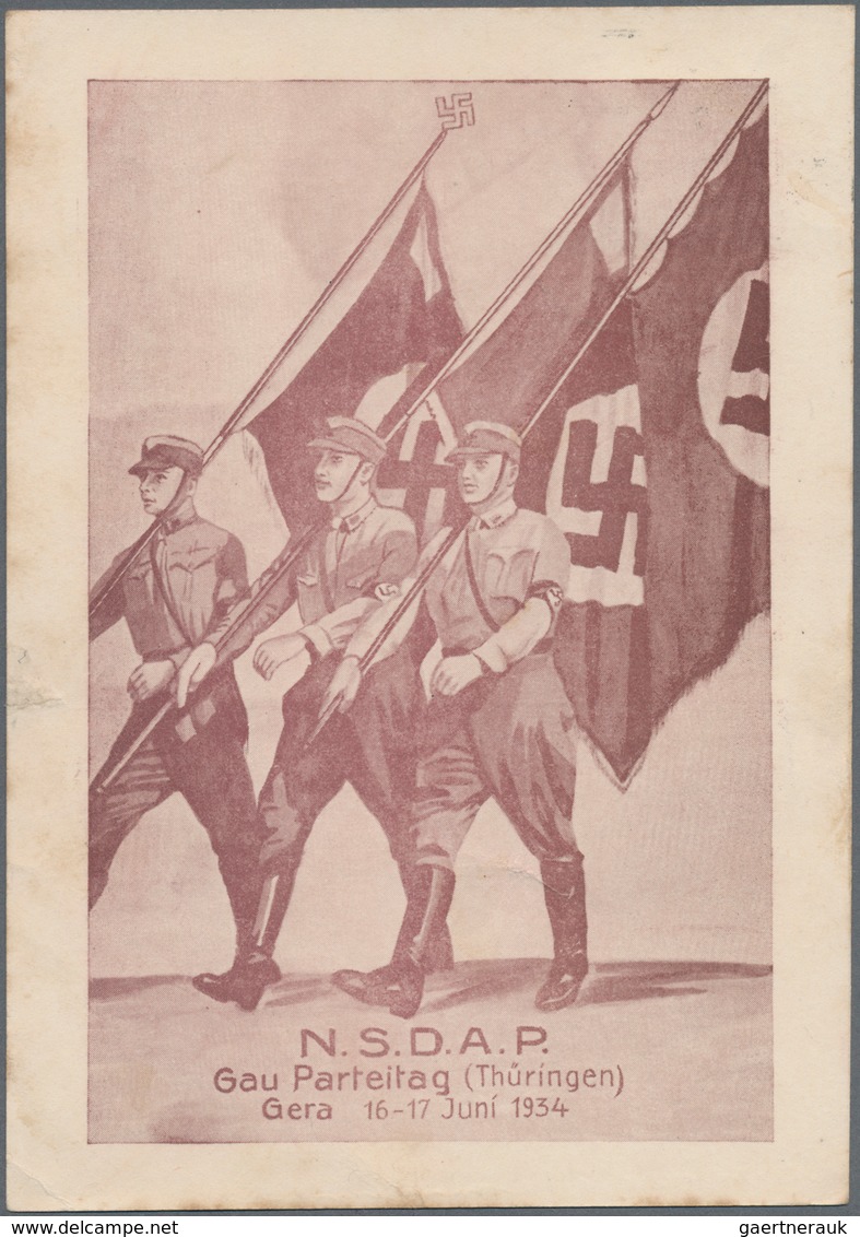 Ansichtskarten: Propaganda: 1934, "NSDAP Gau Parteitag (Thüringen) Gera 16-17 Juni 1934", Großformat - Politieke Partijen & Verkiezingen