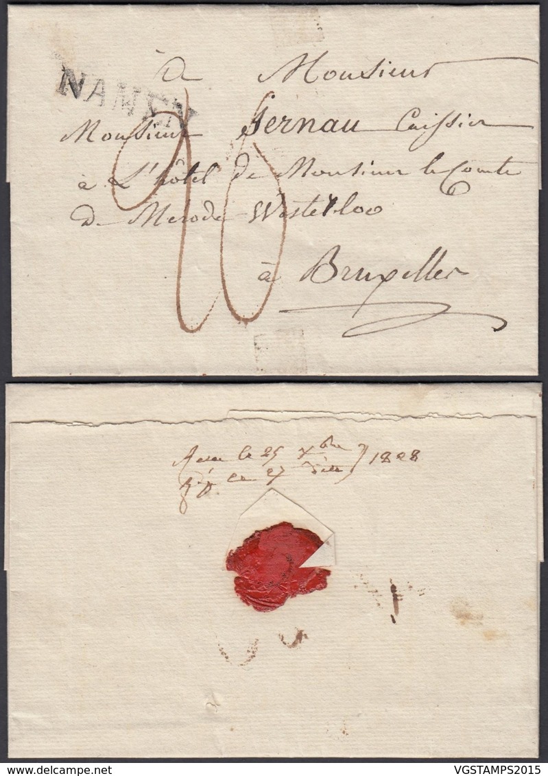 BELGIQUE LETTRE DE NAMUR "NAMEN" 31X6 Mm VERS BRUXELLES SANS CONTENU (DD) DC-6416 - 1815-1830 (Dutch Period)